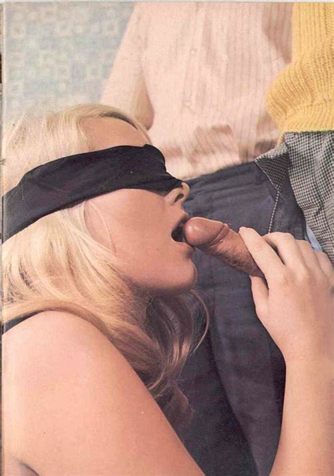 blindfolded blonde sucking dick retro photo from