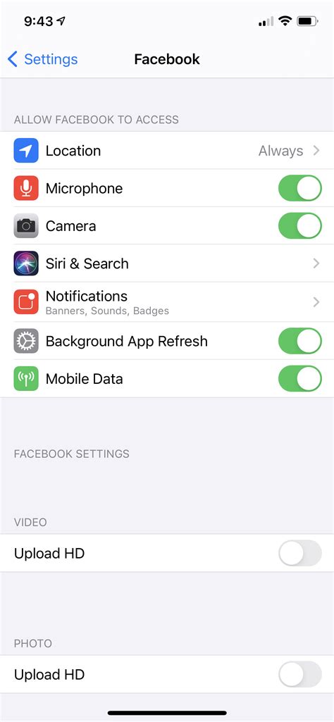 facebook app  allowing access selection apple community