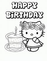 Coloring Birthday Happy Pages Kitty Hello Printable Cake Kids Single Sheets Print Color Colouring Card Her Procoloring Adults Cupcake Choose sketch template