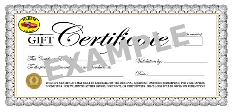 gift certificates kleen car shop