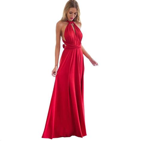 Sexual Women Boho Dress Maxi Club Red Bandage Dress Length Bridesmaid