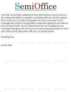 letter requesting meeting  principal