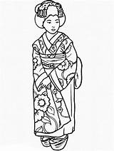 Coloring Kimono Geisha Pages Japanese Japan Kids Wearing Beautiful Adults Girl Color Netart Printable Getcolorings Getdrawings Popular Girls sketch template