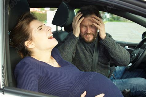 Pregnant Woman Screaming In Car For Pain Husband Scared の