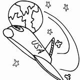 Space Shuttle Coloring Cartoon Kennedy Launch Center Orbiting Earth Drawing sketch template