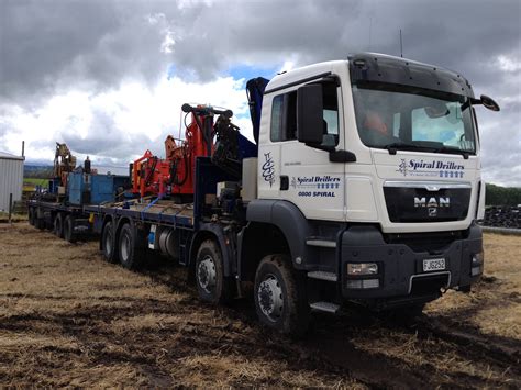 trucks  transport drilling equipment  spiral drillers