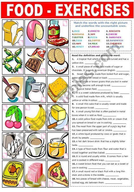 part   set   worksheets  food
