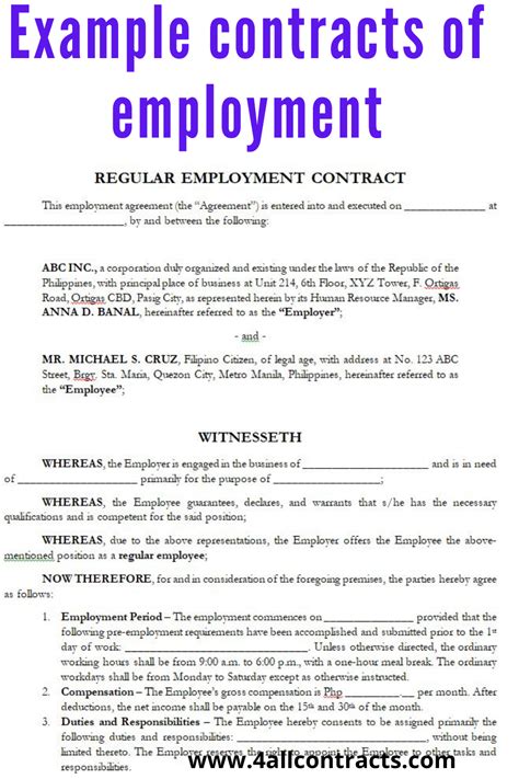 contracts  employment letter  employment rental agreement templates contract