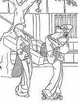 Geisha Japanese Coloring Pages Getcolorings sketch template