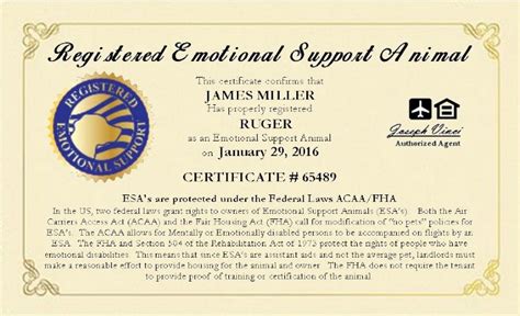 registered emotional support animal certificate  registration