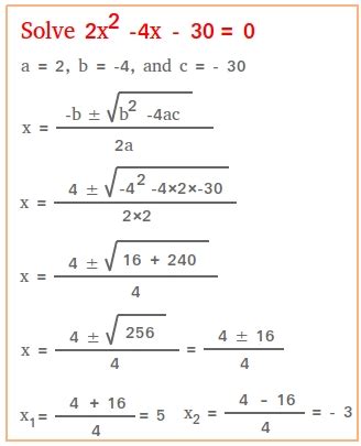 solve   quadratic formula