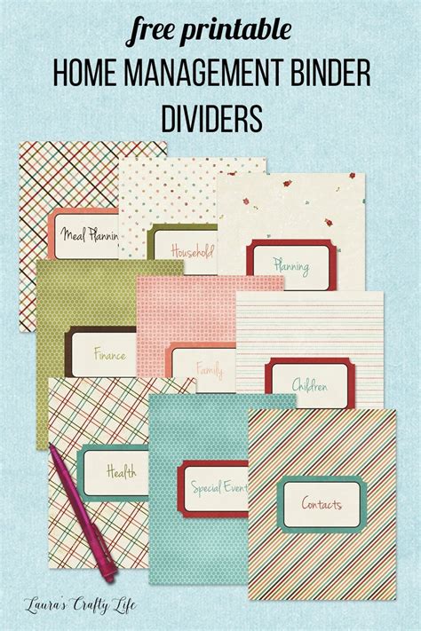day  home management binder dividers