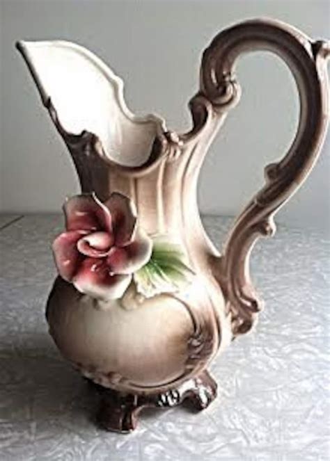 vintage capodimonte italian flower vase porcelian pitcher etsy
