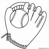 Baseball Glove Coloring Drawing Printable Ball Clipart Bat Sports Pages Mitt Cartoon Cliparts Helmet Diamond Print Father Fathers Clip Library sketch template
