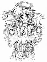 Steampunk Deviantart Mecano Coloring Pages Anime Adult Book Cute Girl Adults Deviant Colouring Ausmalen Manga Punk Yam Puff Drawings Visit sketch template
