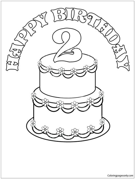 birthday cake  coloring page  printable coloring pages