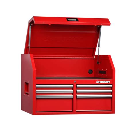 Husky 36 In W 24 2 In D 6 Drawer Top Tool Chest In Red