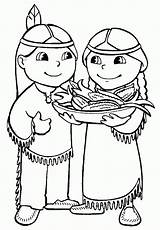Coloring Native American Pages Indian Thanksgiving Printable Girl Food Kids Cute Printables Color Pilgrim Indians Coloring4free Two Serving Print Couple sketch template