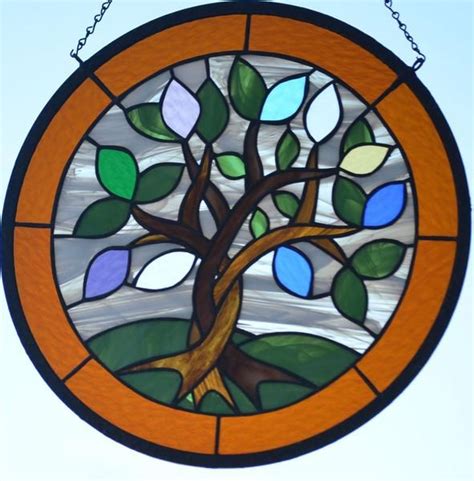 Custom Stained Glass Hanging Art With Birthstone Leaves Great T