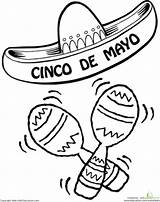 Mayo Cinco Coloring Sombrero Mexican Pages Hat Preschool Color Kids Worksheets Worksheet Drawing Fiesta Printable Print Crafts Sheets Education Printables sketch template