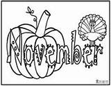 Coloring Pages November Kids Printable Colouring Months Preschool Adult Themed Print sketch template