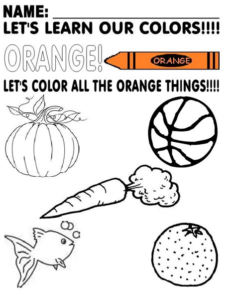color orange worksheet  preschoolers