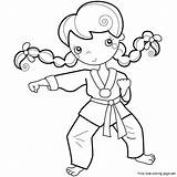 Karate Coloring Pages Taekwondo Girl Printable Kids Embroidery Color Training Colouring Designs Korean Digital Judo Stamps Party Birthday Martial Korea sketch template