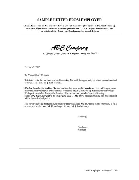 letter  employer  immigration  letter template collection