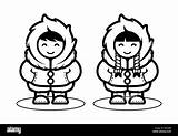 Eskimo Eschimese Inuit Alamy Illustration Arctic Piana Progettazione Bambino Vectorstock Coppia Coppie Artica Fumetto Giovane Nello Vive Sveglia Karikatur Leute sketch template