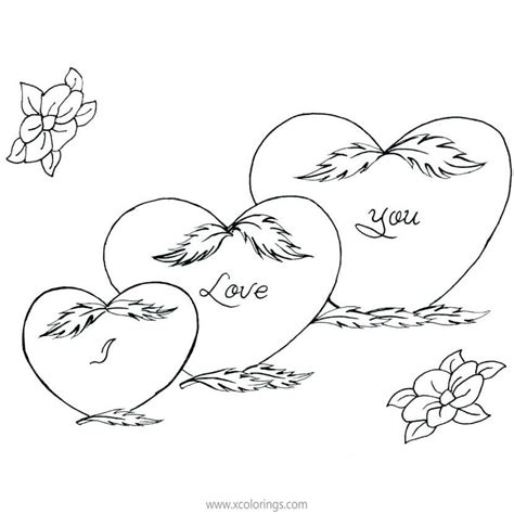 printable hearts  wings coloring pages heart coloring page