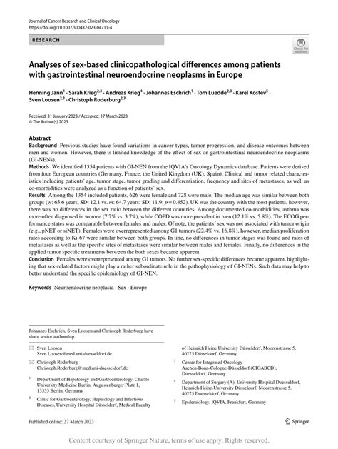 pdf analyses of sex based clinicopathological differences among