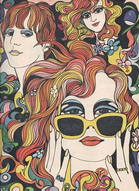 psychedelic girls retro art psychedelic art 60s art