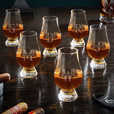 oakmont custom set of six glencairn whiskey tasting glasses