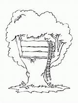 Tree House Coloring Pages Clipart Colorear Arbol Casa Para Print Magic Library sketch template