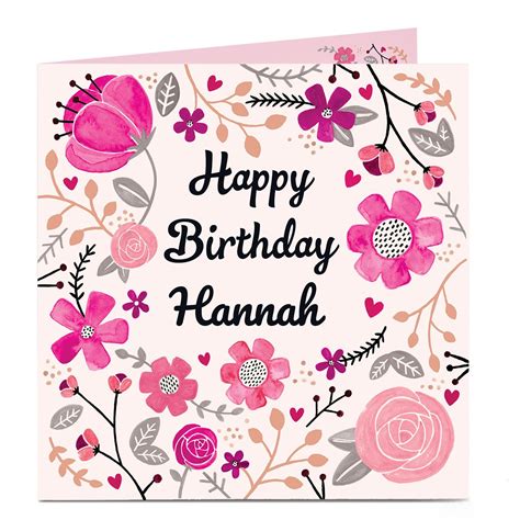 buy personalised birthday card pretty pink flowers for gbp 2 79