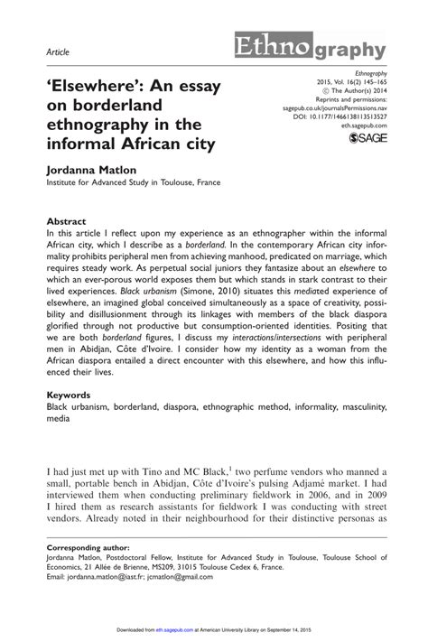 essay  borderland ethnography   informal