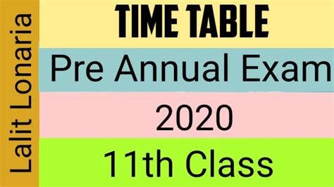 pre annual exam  time table   class students