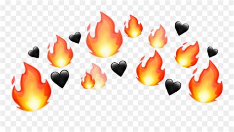emoji headcrown fire flames heart black clipart  pinclipart