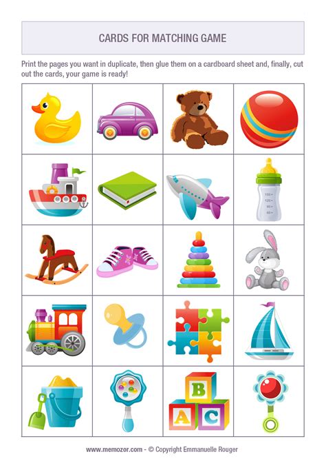 printable matching game  baby objects print  cut