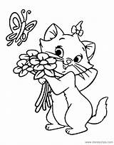 Marie Coloring Pages Aristocats Disney Disneyclips Printable Flowers sketch template