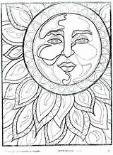 Coloring Pages Hippie Summer Printable Adults Sun Print Moon Adult Sheets Color Trippy Mandala Space Colouring Book Drawing Clipart Doodle sketch template
