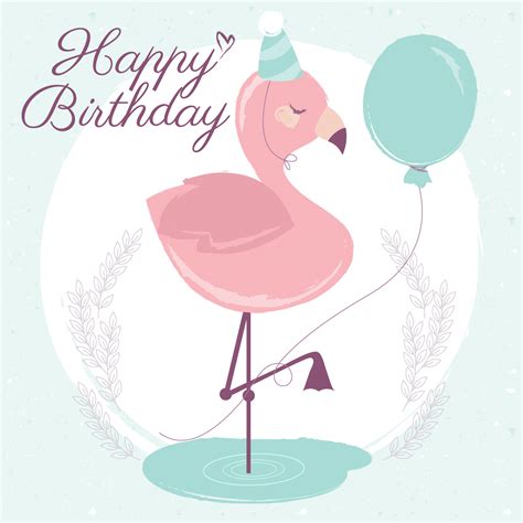 vector flamingo happy birthday card  vector art  vecteezy