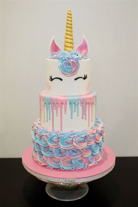 3 tiers buttercream unicorn cake in 2020 beautiful birthday cakes cake 3 tier birthday cake