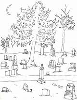 Cemetery Graveyard Cementerio Favecrafts Designlooter Getcolorings Arbol sketch template