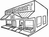 Coloring Store Grocery Supermarket Pages Shop Clipart Kids Drawing Building Shopping Children Popular Doghousemusic sketch template