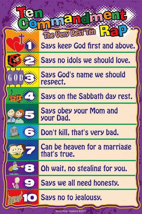 commandments rap poster bible lessons  kids bible study  kids bible lessons