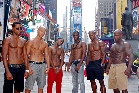 muscular black men in times square muscular black men in