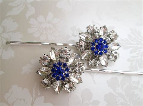 wedding hair pins blue bobby pins something blue hair accessory blue hair clips royal blue