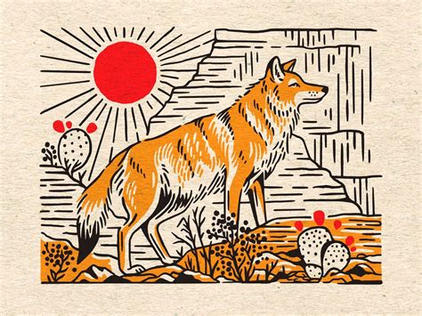 coyote illustration art vintage illustration art illustration