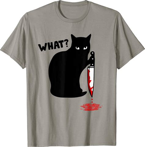 Cat What Funny Black Cat Shirt Murderous Cat With Knife T Shirt